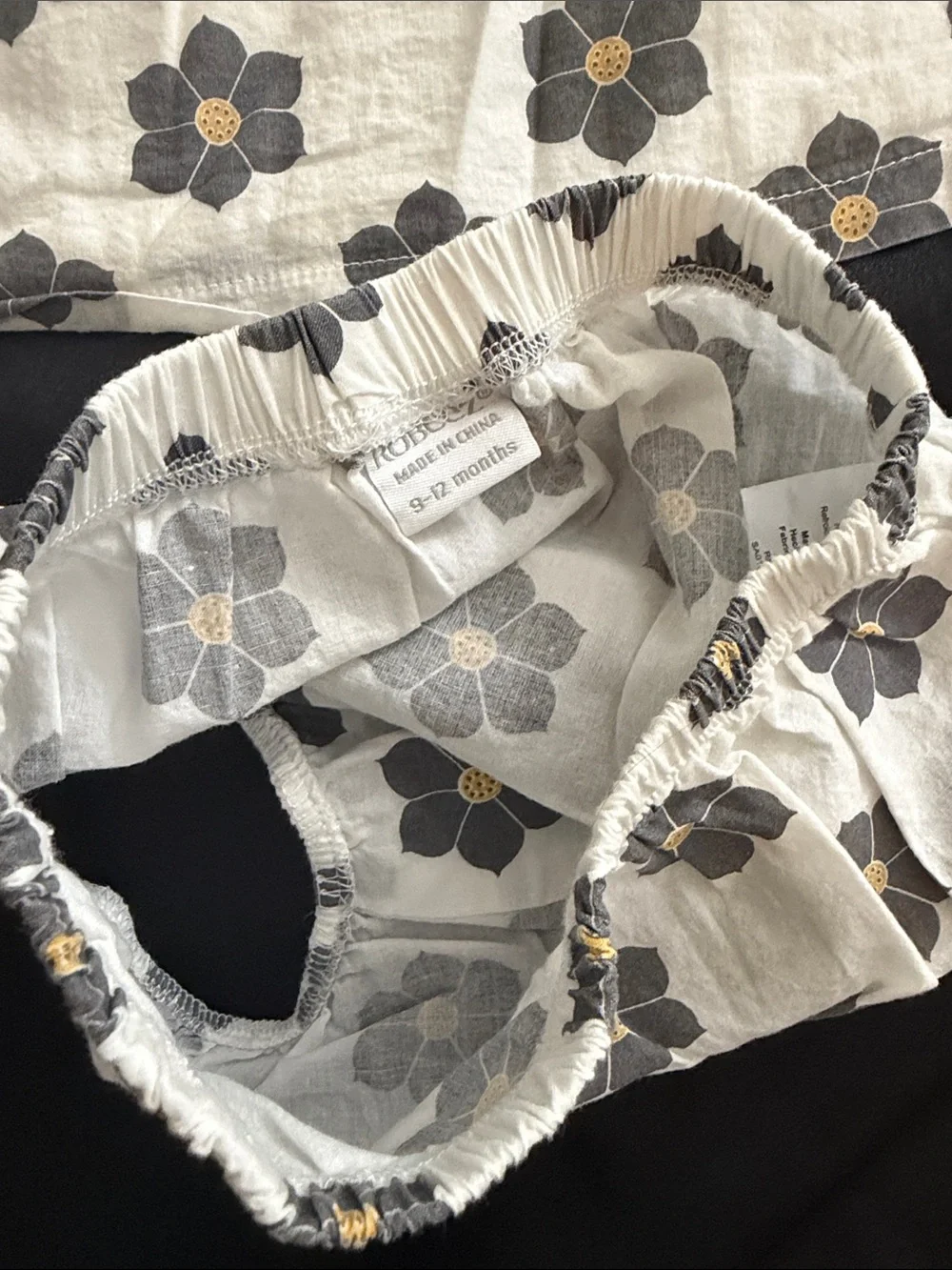 Robeez White Sundress Set with Gray & Yellow Floral Print Matching Diaper Cover